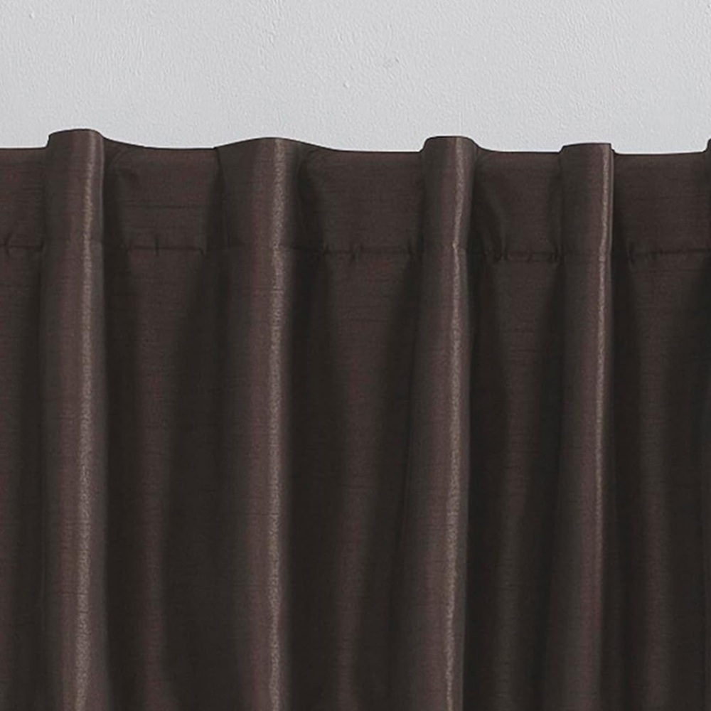 Sun Zero Faux Dupioni Silk Thermal Blackout Back Tab Curtain  50" x 63"  Brown - Picture 3 of 16